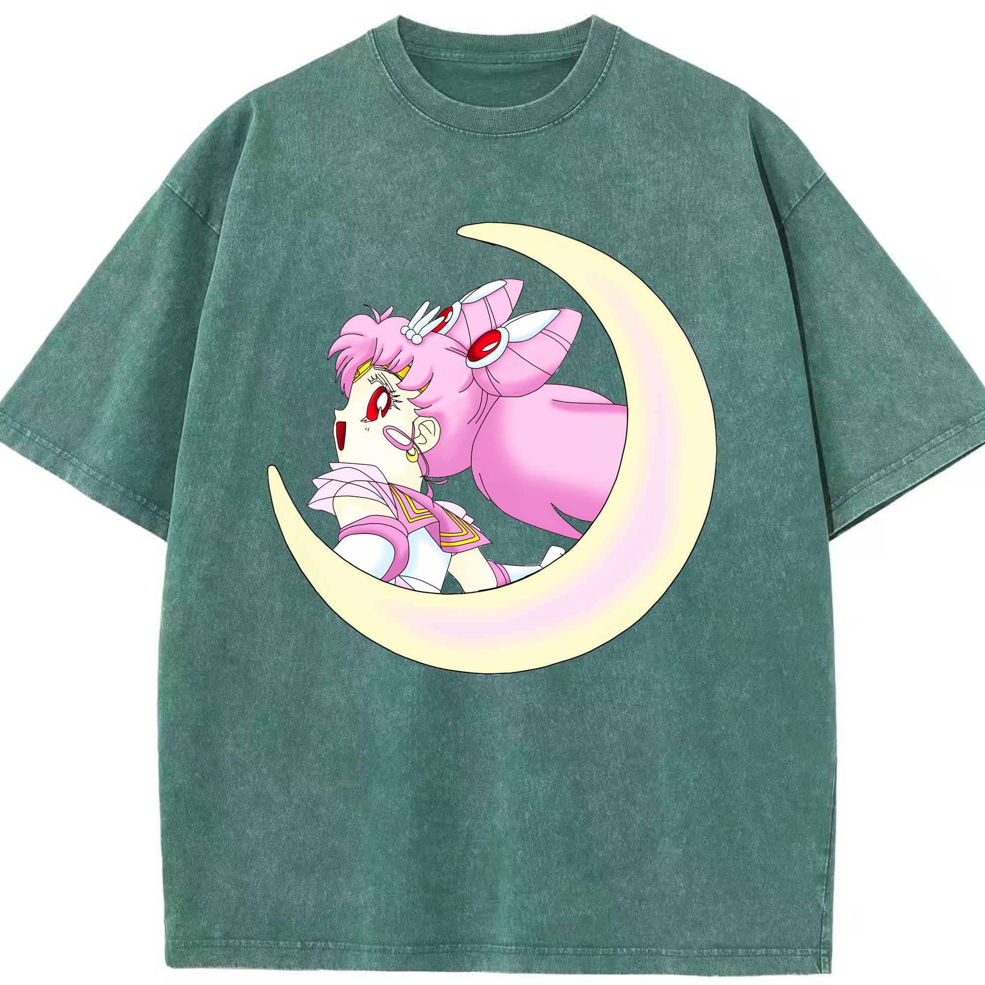 （画像用） 美少女戦士セーラームーン ちびうさ Sailor Moon Chibiusa Tsukino Usagi Small Lady Serenity 綿100% ヴィンテージ風 半袖Tシャツ（フロントプリント）